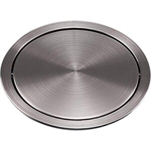 pearlead round recessed counter top cover trash bin built-in flap garbage can kitchen bench stainless steel(silver)