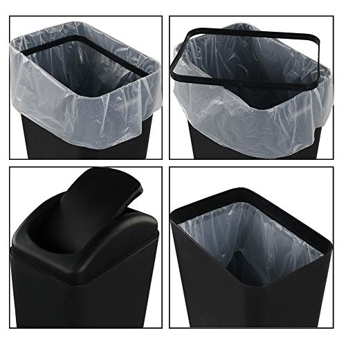 Pekky Plastic Kitchen Trash Can,14 L, Black Lid Garbage Bin, Ideal for Condos, Hotels or Dorm Rooms