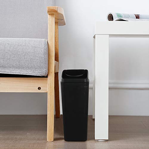 Pekky Plastic Kitchen Trash Can,14 L, Black Lid Garbage Bin, Ideal for Condos, Hotels or Dorm Rooms