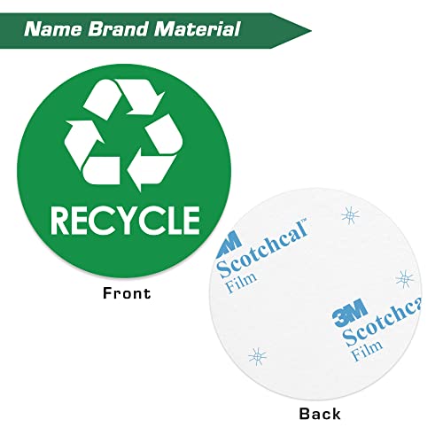 Recycle Sticker Trash Bin Label - 4" x 4" - 5 PACK Organize Garbage Waste from Recycling - Great for Metal Aluminum Steel or Plastic Trash Cans - Indoor & Outdoor - Use at Home Kitchen & Office