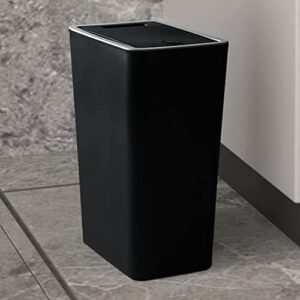 baffect kitchen trash can with lid garbage can plastic waste bin dustbin bucket for bathroom bedroom living room office -2.1 gallon(rectangular, black)