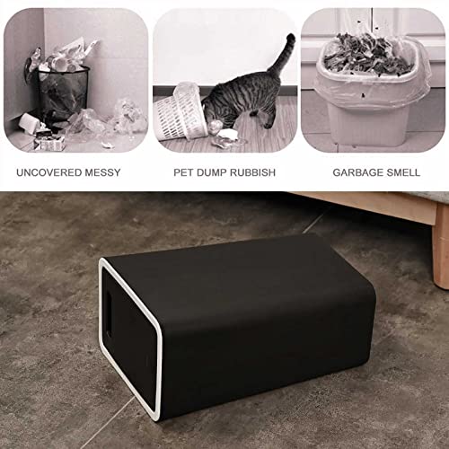 Baffect Kitchen Trash Can with Lid Garbage Can Plastic Waste Bin Dustbin Bucket for Bathroom Bedroom Living Room Office -2.1 Gallon(Rectangular, Black)