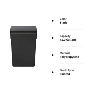 13 Gallon Trash Can Automatic Kitchen Trash Can Touch Free High-Capacity Garbage Can with Lid for Bedroom Bathroom Home Office 50 Liter (Black, 1)