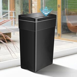 bigacc 13 gallon touch free automatic trash can high capacity with lid for kitchen living room office bathroom 50l electronic touchless motion sensor automatic trash can-black