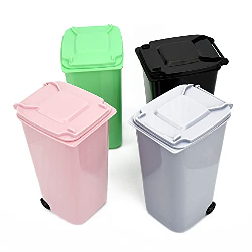 Mini Trash Can with Lid Swing Top Small Trash Can Pen Holder for Car Bedroom Office Desktop 22 Fl Oz (4 Pcs Multi-Color)