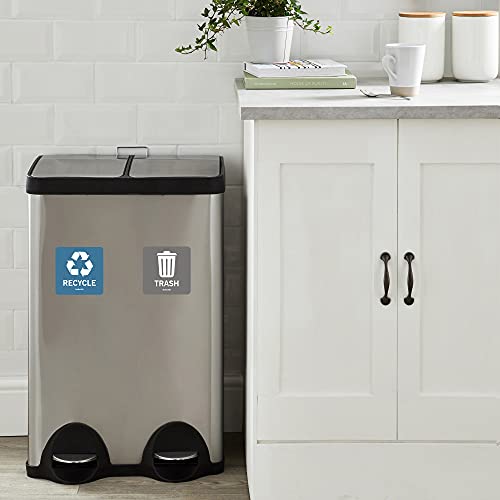 Sicol Plus Trash Recycle Stickers Recycle Bin Decals and Trash can Stickers 4 x 4 Inches Round (Aquamarine/Gray) UV Protected Indoor and Outdoor Self Adhesive Vinyl Stickers (4x4 Inch 04 Pcs Square)