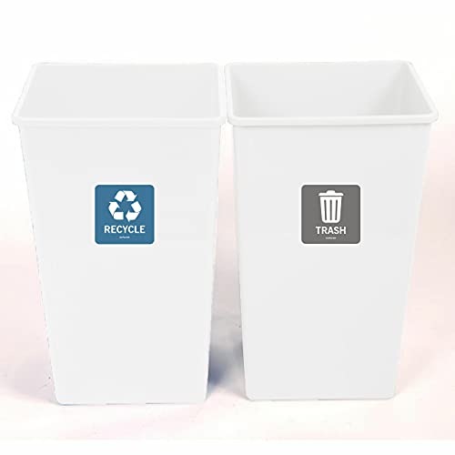 Sicol Plus Trash Recycle Stickers Recycle Bin Decals and Trash can Stickers 4 x 4 Inches Round (Aquamarine/Gray) UV Protected Indoor and Outdoor Self Adhesive Vinyl Stickers (4x4 Inch 04 Pcs Square)