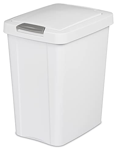 Sterilite 10438004 7.5GAL28L WHT Touch Can, 7.5 Gallon, White