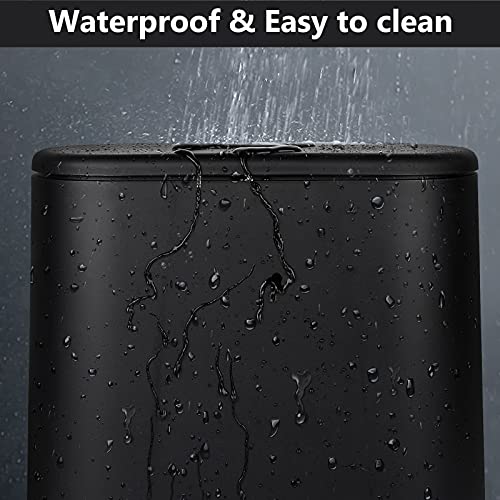 Trash Can, 10 Liter / 2.4 Gallon Plastic Slim Garbage Container Bin with Press Top Lid, Waste Basket for Kitchen, Bathroom, Living Room, Office, Narrow Place（Black）