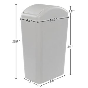 Obstnny 14L Slim Plastic Trash Can for Narrow Spaces at Home or Office, Kitchen, R