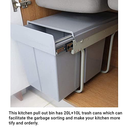 tonchean Pull Out Trash Can Under Cabinet 20 Quart + 10 Quart Under Sink Trash Can Double Sliding Trash Can Kitchen Pull Out Recycling Bin Waste Container for Garbage Classification