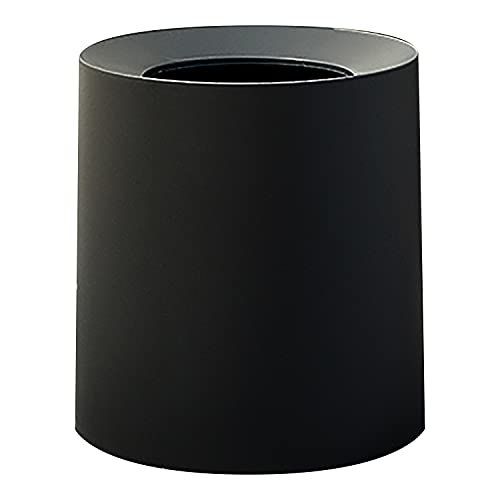 Modern Round Waste Basket - 2.1Gal/7.9L Open Top Trash Bin - Black Garbage Can with Removable Plastic Bin Liner - Touchless Bathroom Garbage Can or Trash Can for Kitchen - Minimalist Office Trash Can