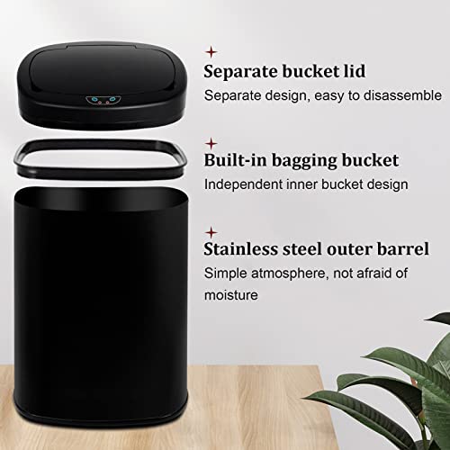 Better Choicet Kitchen Trash Can with Touch-Free Motion Sensor, Automatic Stainless-Steel Trash Can with Lid, Anti-Fingerprint Mute Designed Garbage Can Waste Bin,13.2 Gallon / 50 Liter (Black)