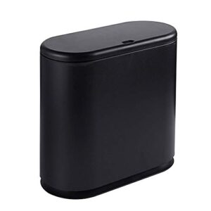 changshin franco touch-top lid slim bin trash can for kitchen, bathroom, bedroom, office, campers garbage plastic 10 liter 2.6 gallon black