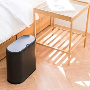 Changshin Franco Touch-Top Lid Slim Bin Trash Can for Kitchen, Bathroom, Bedroom, Office, Campers Garbage Plastic 10 Liter 2.6 Gallon Black