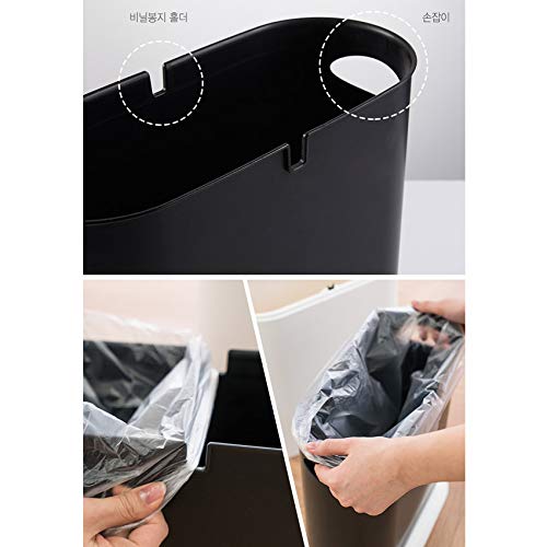 Changshin Franco Touch-Top Lid Slim Bin Trash Can for Kitchen, Bathroom, Bedroom, Office, Campers Garbage Plastic 10 Liter 2.6 Gallon Black