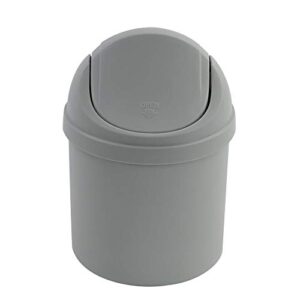 zerdyne plastic mini trash can with swing-top lid, 0.7 gallon tiny garbage can, gray