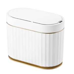 elpheco mini trash can with lid small desktop trash can with lid, 1.3 gallon countertop automatic garbage can, small plastic tabletop motion sensor waste basket for bathroom, coffee, bedroom, office