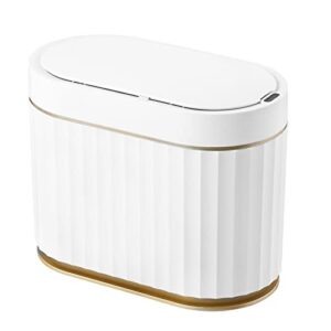 ELPHECO Mini Trash Can with Lid Small Desktop Trash Can with Lid, 1.3 Gallon Countertop Automatic Garbage Can, Small Plastic Tabletop Motion Sensor Waste Basket for Bathroom, Coffee, Bedroom, Office