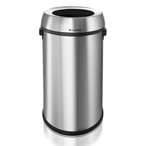 alpine17 gallon stainless steel trash can – heavy duty garbage bin for home & business wastes (open top)
