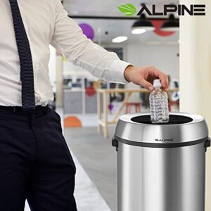 Alpine17 Gallon Stainless Steel Trash Can - Heavy Duty Garbage Bin for Home & Business Wastes (Open Top)