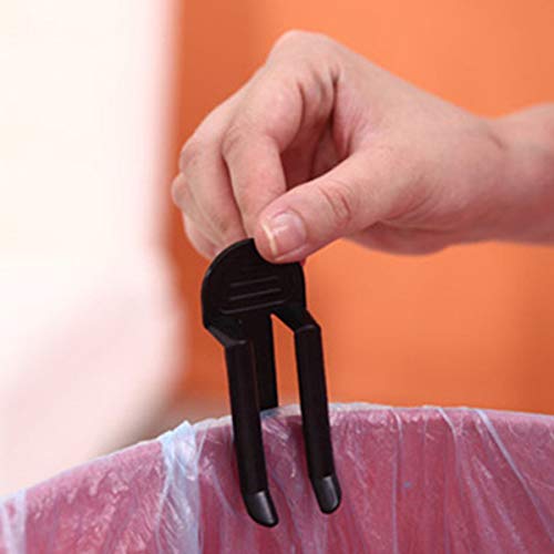 E-outstanding 20pcs 8x3.2cm Plastic Made Trash Can Bag Clip Black Color for Home and Kitchen Use