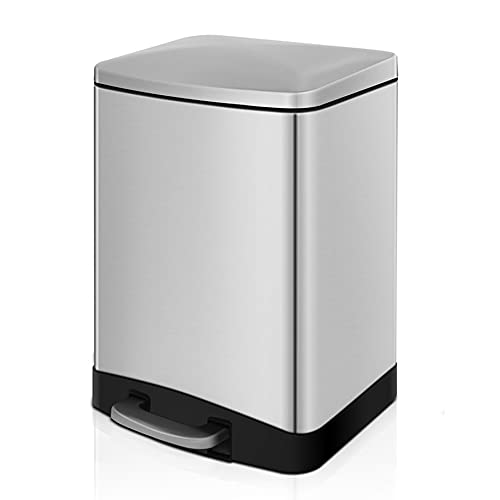 Innovaze 3.2 Gal./12 Liter Stainless Steel Rectangular Step-on Trash Can for Bathroom and Kitchen