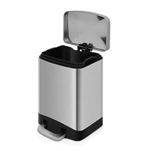 Innovaze 3.2 Gal./12 Liter Stainless Steel Rectangular Step-on Trash Can for Bathroom and Kitchen