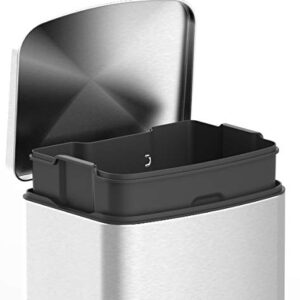 Innovaze 3.2 Gal./12 Liter Stainless Steel Rectangular Step-on Trash Can for Bathroom and Kitchen