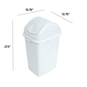 Superio Kitchen Trash Can with Swing Top Lid White, 13 Gallon (2 Pack) Slim Waste Bin Durable Plastic, Fit Small Spaces , Office, Bathroom, Under Counter