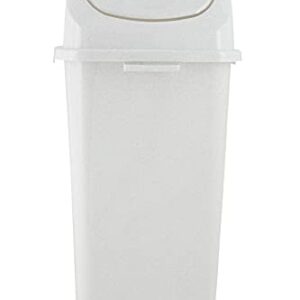 Superio Kitchen Trash Can with Swing Top Lid White, 13 Gallon (2 Pack) Slim Waste Bin Durable Plastic, Fit Small Spaces , Office, Bathroom, Under Counter