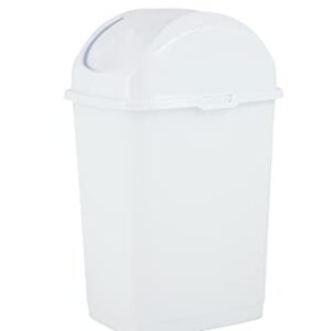 Superio Kitchen Trash Can with Swing Top Lid White, 13 Gallon (2 Pack) Slim Waste Bin Durable Plastic, Fit Small Spaces , Office, Bathroom, Under Counter