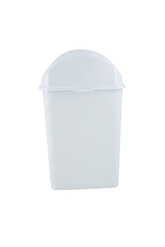 Superio Kitchen Trash Can with Swing Top Lid White, 13 Gallon (2 Pack) Slim Waste Bin Durable Plastic, Fit Small Spaces , Office, Bathroom, Under Counter