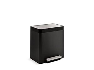 kohler k-20942-bst 8-gallon compact black stainless step trash can, black stainless,black stainless steel