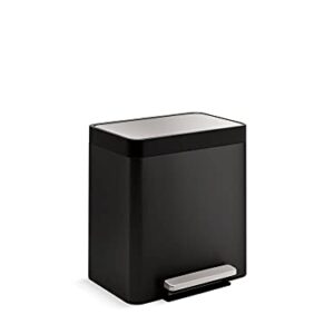 Kohler K-20942-BST 8-Gallon Compact Black Stainless Step Trash Can, Black Stainless,Black Stainless Steel