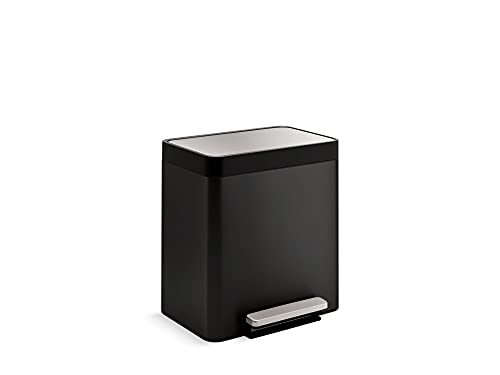 Kohler K-20942-BST 8-Gallon Compact Black Stainless Step Trash Can, Black Stainless,Black Stainless Steel