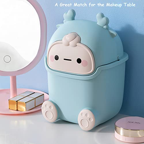 Aiabaleaft Cute Flip Trash Can Cute Animal Shape Trash Cans Cute Desktop Trash Can for Bathrooms,Kitchens,Offices,Waste Basket for Dressing Table(Orange)