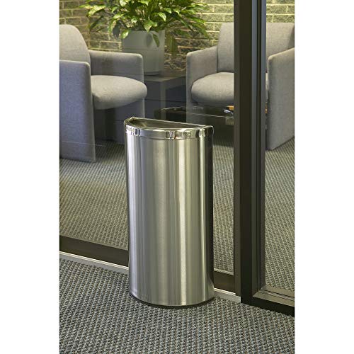 Commercial Zone Waste Container, Stainless Steel, 8 Gallon - Half Moon