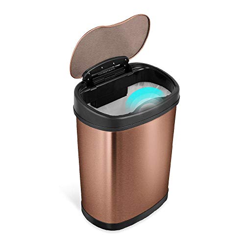 NINESTARS DZT-15-13GD Motion Sensor Trash Can, Small, Gold