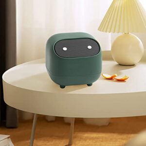 ENNTJOOY Cute Mini Ninja Desktop Trash Can Double Press Trash Can with Lid Suitable for Bathroom Vanity, Desktop, Office or Coffee Table, Green