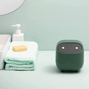 ENNTJOOY Cute Mini Ninja Desktop Trash Can Double Press Trash Can with Lid Suitable for Bathroom Vanity, Desktop, Office or Coffee Table, Green