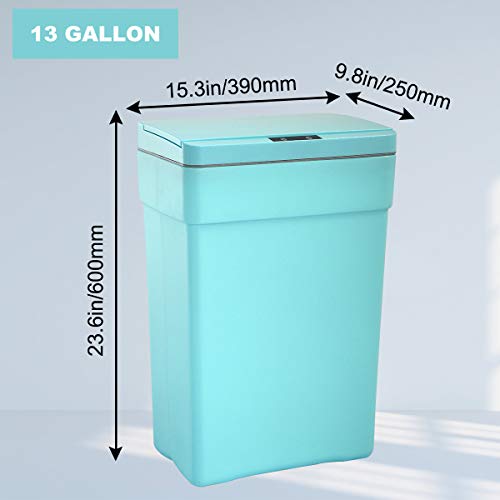 Dkeli Trash Can 13 Gallon Kitchen Trash Can for Bathroom Bedroom Home Office Automatic High-Capacity Plastic Touch Free Garbage Can with Lid Waste Bin 50 Liter, Set of 2