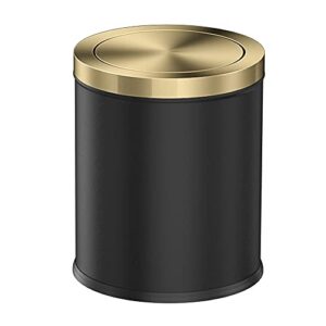 leasylife bathroom garbage can with lid, trash can with flipping lid, 4gallon,garbage cans for kitchen，living room. metallic gold (black)