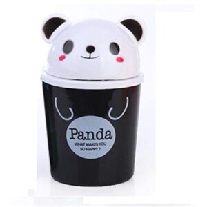 ldedl mini trash can,creative cartoon panda desktop garbage organizer with swing lid trumpet desktops rubbish cans for kitchen home office