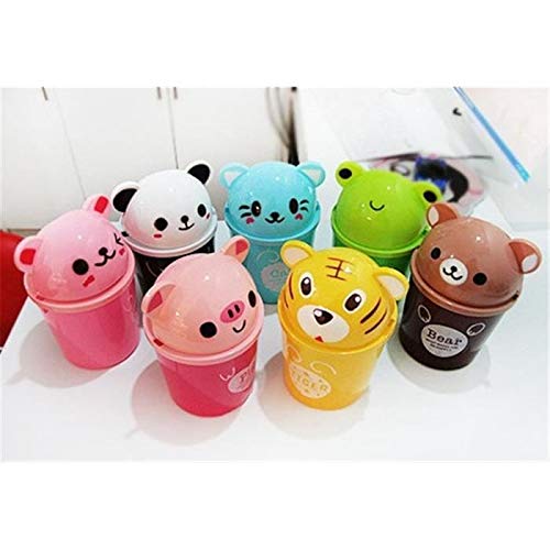 LDEDL Mini Trash Can,Creative Cartoon Panda Desktop Garbage Organizer with Swing Lid Trumpet Desktops Rubbish Cans for Kitchen Home Office