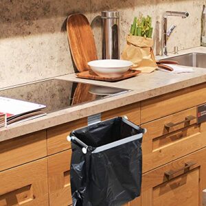 vcseven Metal Trash Bag holder,Under Sink Trash Can for Kitchen,Bathroom,Rv,Office,Dorm Room,Silver