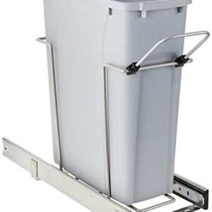 Knape & Vogt RS-PSW9-1-20-P 17 in. H x 8 in. W x D Steel in-Cabinet 20 Qt. Single Platinum Pull Out Trash Can