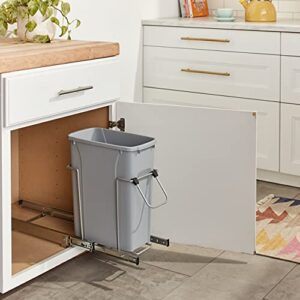 Knape & Vogt RS-PSW9-1-20-P 17 in. H x 8 in. W x D Steel in-Cabinet 20 Qt. Single Platinum Pull Out Trash Can