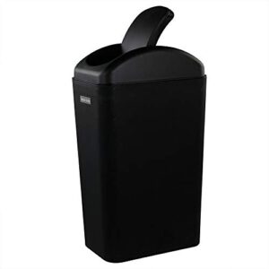 doryh classic black plastic swing trash can, small trash bins 14 l