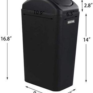 Doryh Classic Black Plastic Swing Trash Can, Small Trash Bins 14 L